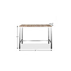 Wood Brown and Silver Solid Wood and Stainless Steel Dining Table - 55-inch