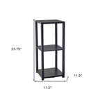 Black Square End Table with Two Shelves - 28-inch