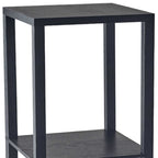 Black Square End Table with Two Shelves - 28-inch