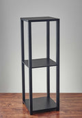 Black Solid Wood Square End Table with Two Shelves - 35-inch