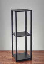 Black Solid Wood Square End Table with Two Shelves - 35-inch