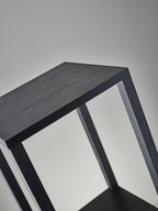 Black Solid Wood Square End Table with Two Shelves - 35-inch