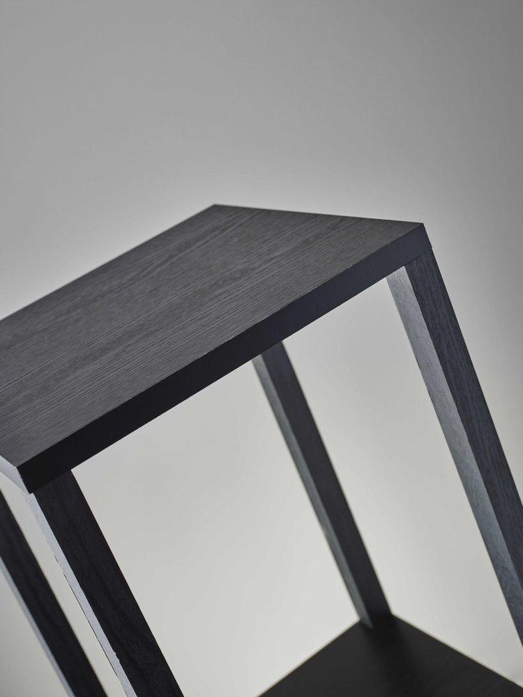 Black Solid Wood Square End Table with Two Shelves - 35-inch