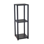 Black Solid Wood Square End Table with Two Shelves - 35-inch