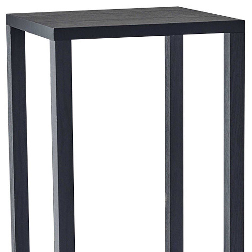 Black Solid Wood Square End Table with Two Shelves - 35-inch