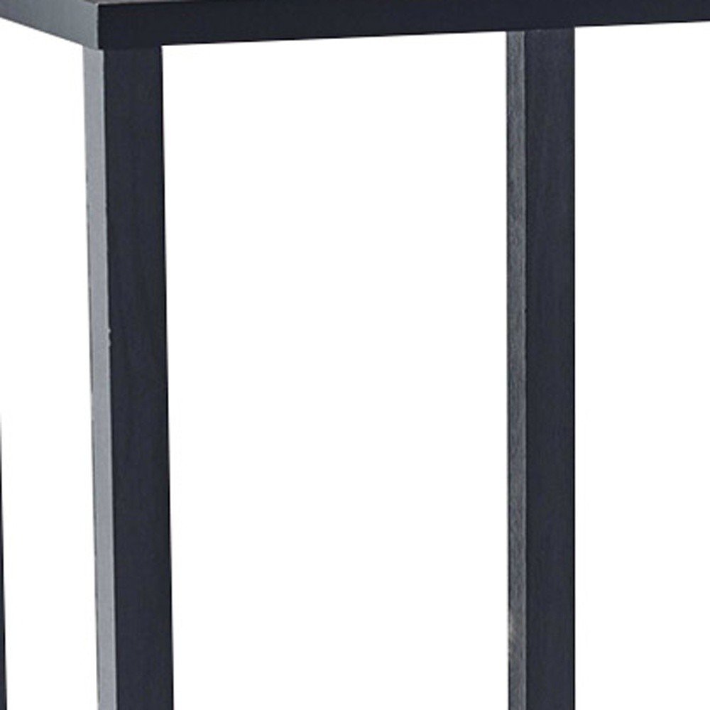 Black Solid Wood Square End Table with Two Shelves - 35-inch