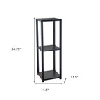 Black Solid Wood Square End Table with Two Shelves - 35-inch