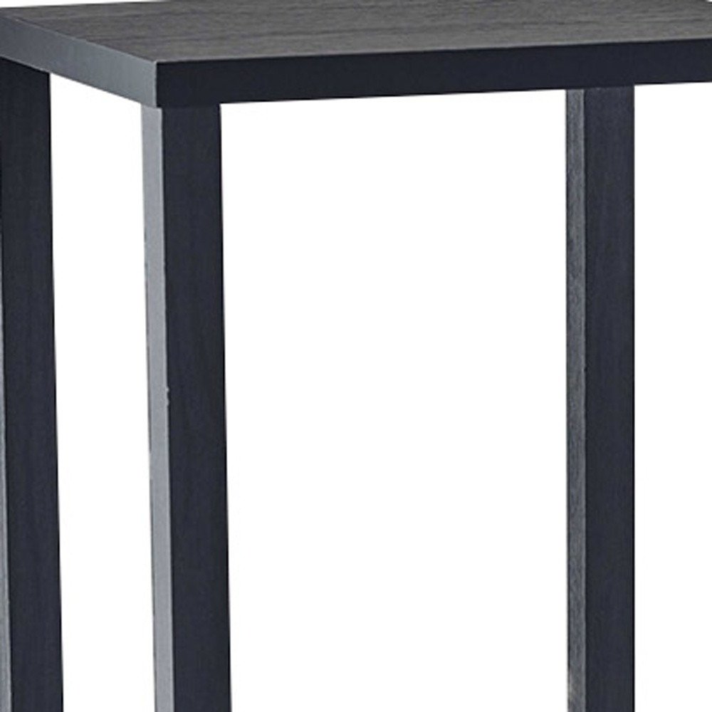 Black Solid Wood Square End Table with Two Shelves - 35-inch
