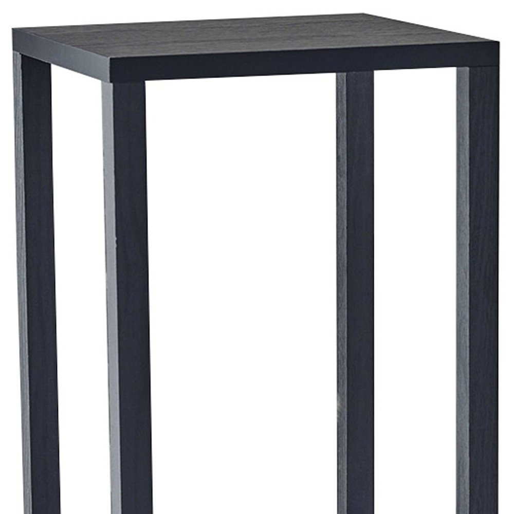 Black Solid Wood Square End Table with Two Shelves - 35-inch