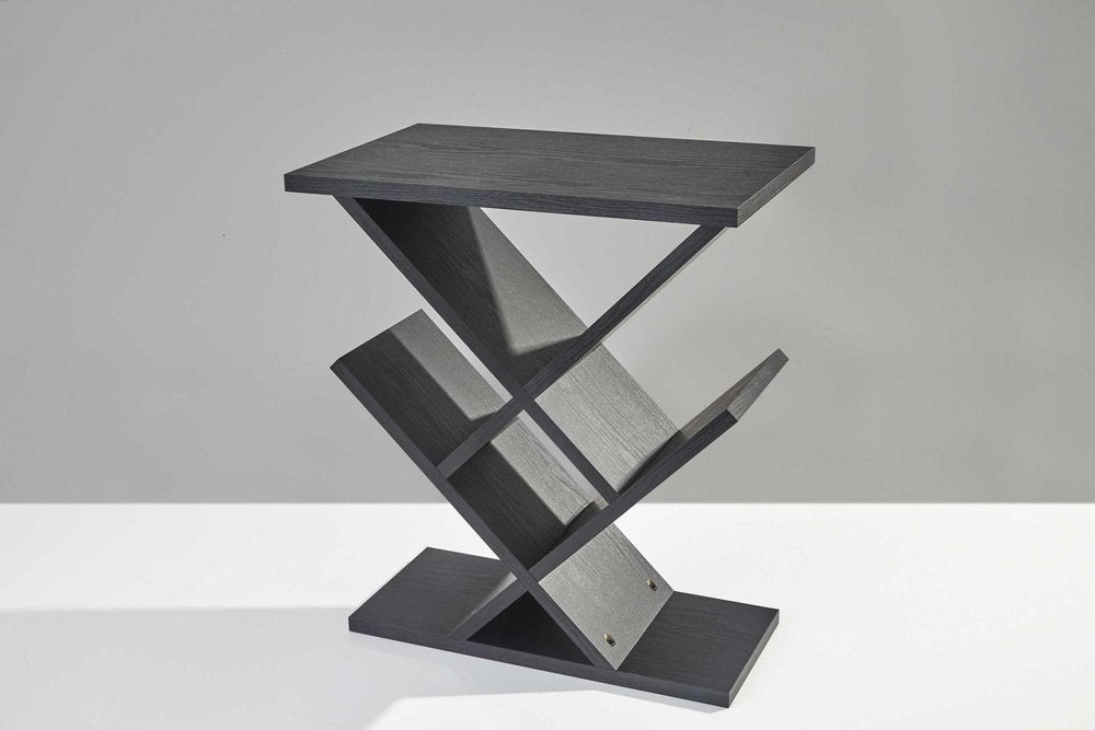 Black Solid Wood Pedestal Console Table - 19-inch