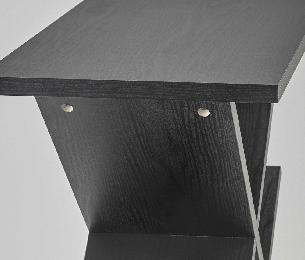 Black Solid Wood Pedestal Console Table - 19-inch