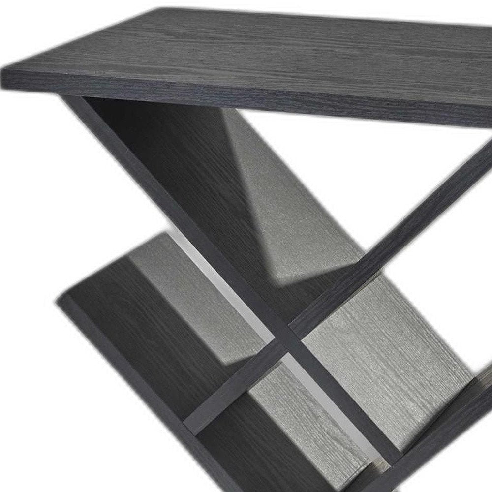 Black Solid Wood Pedestal Console Table - 19-inch