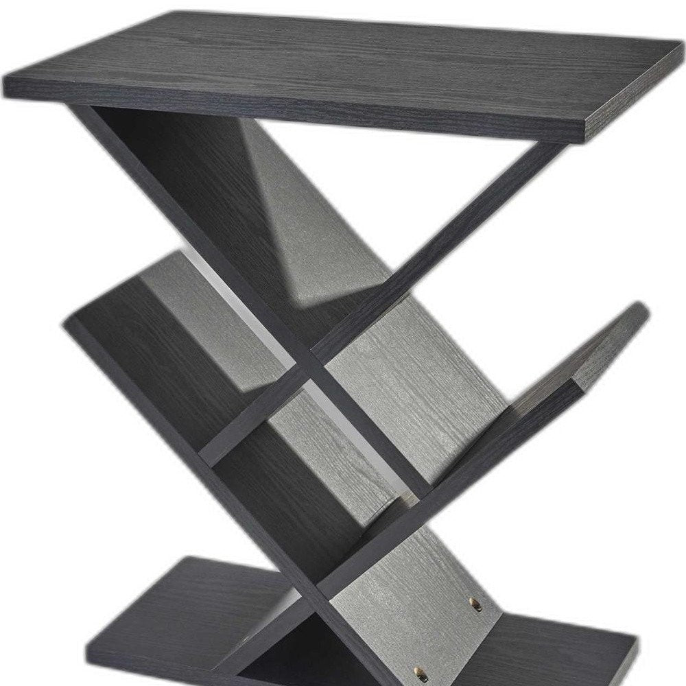 Black Solid Wood Pedestal Console Table - 19-inch