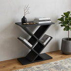 Black Solid Wood Pedestal Console Table - 19-inch