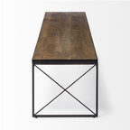 Rectangular Mango Woodmedium Brown Top and Black Iron Base Accent Bench