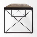Rectangular Mango Woodmedium Brown Top and Black Iron Base Accent Bench