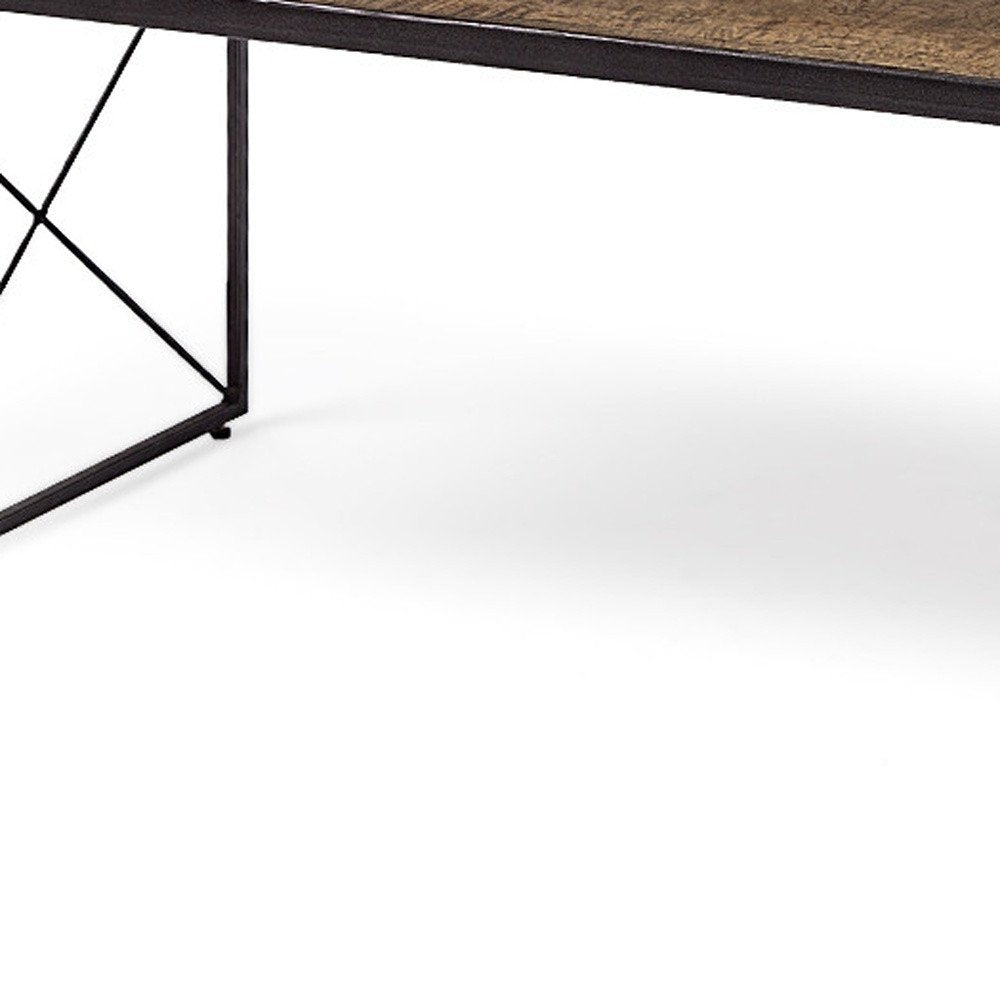 Rectangular Mango Woodmedium Brown Top and Black Iron Base Accent Bench