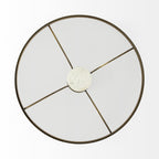 Antiqued Gold and White Glass Iron and Marble Round Pedestal Coffee Table