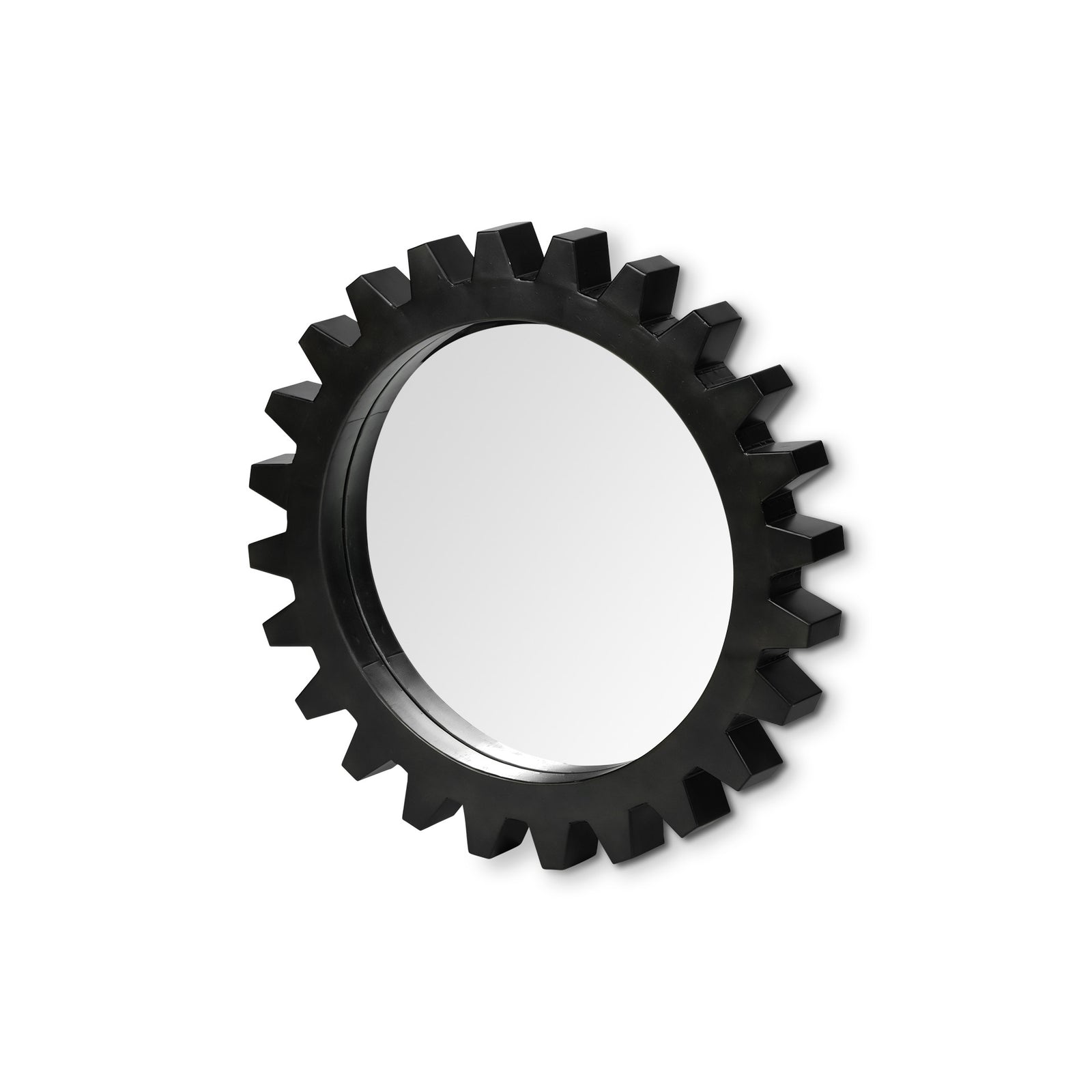 Black Cog Round Metal Frame Wall Mirror - 26-inch