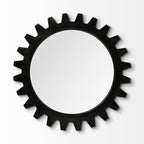 Black Cog Round Metal Frame Wall Mirror - 26-inch