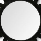 Black Cog Round Metal Frame Wall Mirror - 26-inch