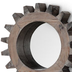 Brown Solid Wood Abstract Framed Accent Mirror - 17-inch