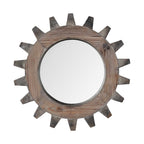 Brown Solid Wood Abstract Framed Accent Mirror - 17-inch