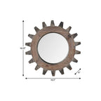 Brown Solid Wood Abstract Framed Accent Mirror - 17-inch