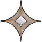 Dark Brown Wood Diamond Framed Accent Mirror - 17-inch