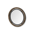 Black and Brown Metal and Solid Wood Round Geometric Framed Accent Mirror