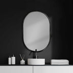 Black Oval Metal Framed Accent Mirror - 36-inch