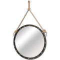 Black Metal Round Framed Accent Mirror - 39-inch