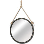 Black Metal Round Framed Accent Mirror - 39-inch