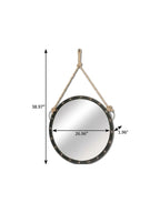 Black Metal Round Framed Accent Mirror - 39-inch