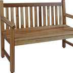 Natural Teak Solid Wood Garden Bench - 26-inch