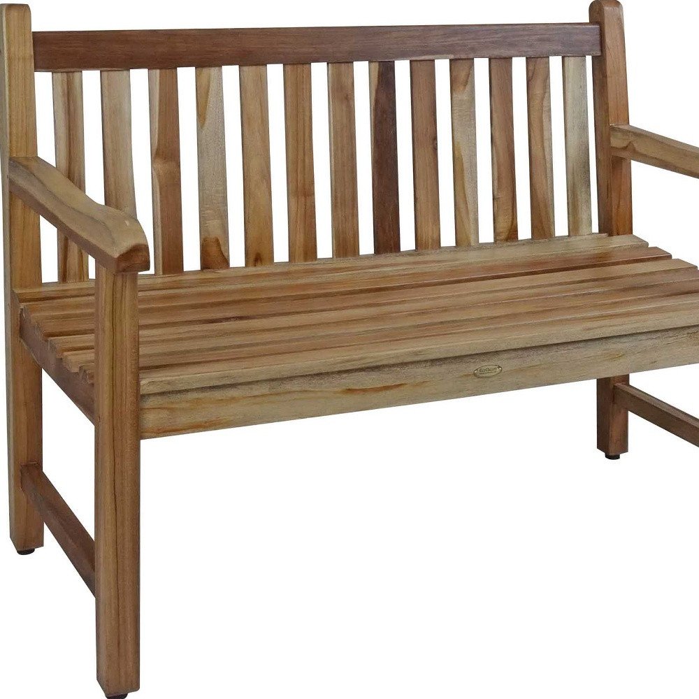 Natural Teak Solid Wood Garden Bench - 26-inch
