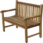 Natural Teak Solid Wood Garden Bench - 26-inch
