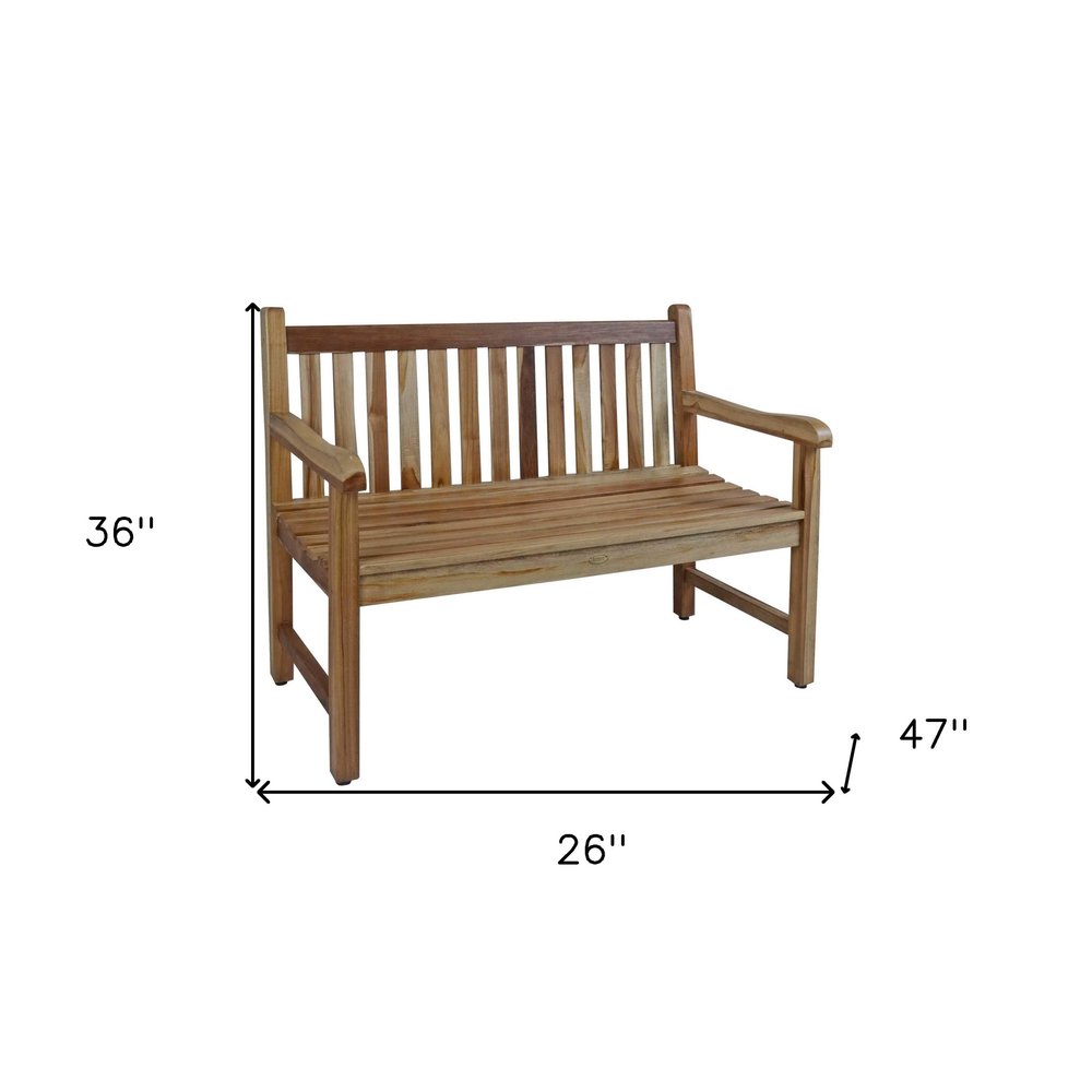 Natural Teak Solid Wood Garden Bench - 26-inch