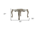 Antiqued White Solid Wood and Solid Manufactured Wood Dining Table - 55-inch