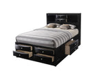 Black Wood Full with Ten Drawers Bed Frame