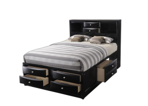 Black Wood Full with Ten Drawers Bed Frame