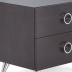 Silver and Espresso End Table with Two Drawers - 20-inch