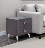 Silver and Espresso End Table with Two Drawers - 20-inch