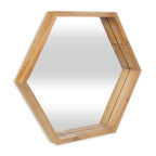 Brown Hexagon Wood Framed Accent Mirror - 21-inch