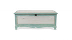 Rectangular Green Wooden with Seat Cushion and Inside Storage Bench