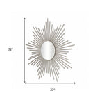 Silver Metal Sunburst Framed Accent Mirror - 32-inch