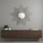 Silver Metal Sunburst Framed Accent Mirror - 32-inch