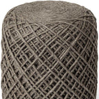 Brown Upholstery Cylinder Abstract Pouf Ottoman - 16-inch