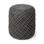 Gray Upholstery Cylinder Abstract Pouf Ottoman - 16-inch