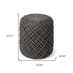 Gray Upholstery Cylinder Abstract Pouf Ottoman - 16-inch